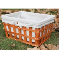 Large Woodchip Basket Bin with Beige Liner