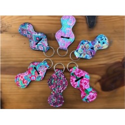 Fun Patterned Chapstick Holder Keychains - 3 pack