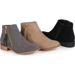 Journee Collection Womens Faux Suede Side Zip Ankle Boots