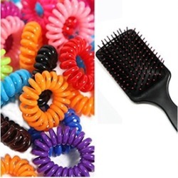 Women's Long Handle Hair Brush Scalp Massager With Hair Ties Hair Accessories