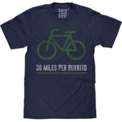 38 Miles Per Burrito Bike T-Shirt Vintage Look Touch Fabric Tee by
