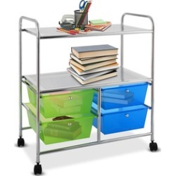 4 Drawers Rolling Storage Cart Metal Rack Shelf Home Office Furniture