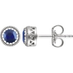 14K White Blue Sapphire "September" Birthstone Earrings