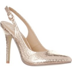 Riverberry 'Lucy' Pointed-Toe Sling Back Pump Heels, Gold Snake