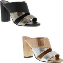 Moca Woman's Shimmer Open Toe Dual Strap Heels