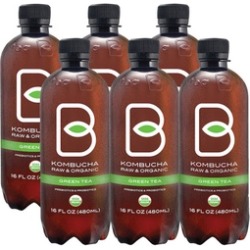 B-tea Kombucha Raw Organic Green Tea Pack of 6, 16oz