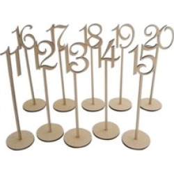 Wooden Table Numbers with Holder Base for Wedding Party Decor