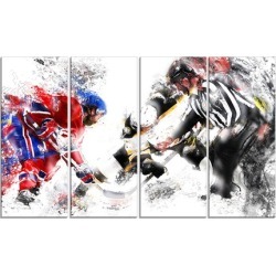 Hockey Face Off - Large Sport Canvas Art Print