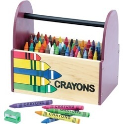 Wood Crayon Caddy with 64 Non-Toxic Crayons