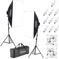 Kshioe 45W 5 Heads 6090 Soft Light Box Light Stands 2 Lights Set White & Black