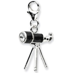 Sterling Silver Rhodium Plated Enameled Telescopewith Lobster Charm