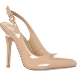 Riverberry 'Lucy' Pointed-Toe Sling Back Pump Heels, Khaki Patent