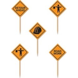 Beistle 60080 Construction Signs Picks pack Of 12