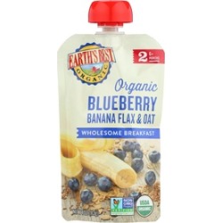 EARTH's BEST BABY FOOD PUREE POUCH STAGE 2 BLBRY BANANA FLAX & OAT ( 12 - 4 OZ )