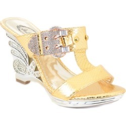Jeweled Gold Bling Rhinestone Evening Open Toe Buckle Cut-out Sandals