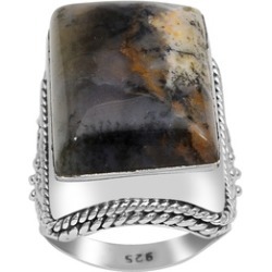 Orchid Jewelry 925 Sterling Silver 25 2/5 Carat Moss Agate Ring