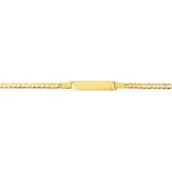 14K Solid Gold Shiny Curb Link ID Bracelet with Lobster Clasp-6" Inch