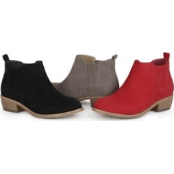 Journee Collection Womens Faux Suede Stacked Heel Ankle Boots