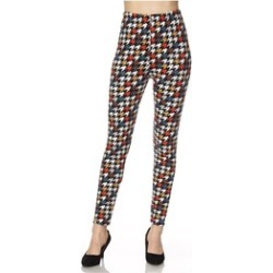 Multi-Color Checkered Houndstooth Print Womens Ankle Leggings One size