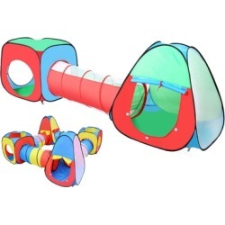 Children Play Tent Set of Square Cubby Triangle Spring Pop Tunnel