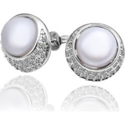 Freshwater Pearl Crystal Pav'e Cinderella Themed Earrings By Golden NYC Jewelry