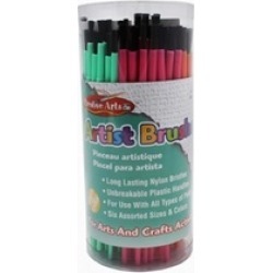 Brushes Artist Plastic Asst Clrs 144 Tub