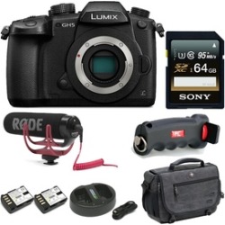 Panasonic DC-GH5KBODY Lumix 4K Mirrorless, 3.2 w/ Rode Video Mic Go Bundle