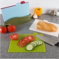 Plastic Cutting Boards with Storage Container Set (5-Piece)