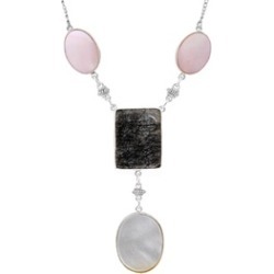 Orchid Jewelry Rutiliated Quartz, Mother of Pearl 925 Silver Necklace