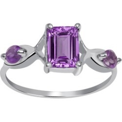 Orchid Jewelry 925 Sterling Silver 1 1/7 Carat Amethyst 3-Stone Ring