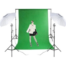 Kshioe 135W Silver Black Umbrellas with Background Stand Muslim Cloth Set