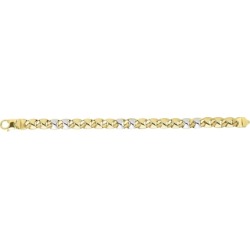14k 8.5" Yellow+White Gold Puff Marquis Shaped Mariner Link Bracelet