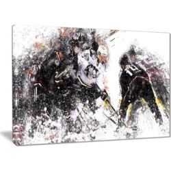 Hockey Face Off - Large Sport Canvas Art Print