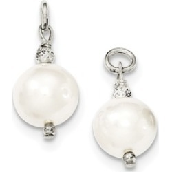Sterling Silver Fw Cultured Pearl and Bead Hoop Earrings Enhancers