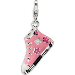 Sterling Silver 3-D Enameled Pink High Top Sneaker Lobster Clasp charm