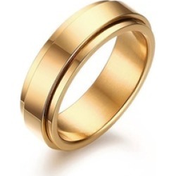 6mm Men's Two Tone Rotatable Spinner Engagement Band Ring Gold