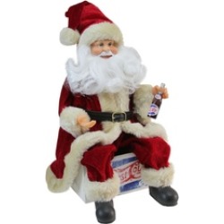 12" Santa Claus Sitting on Vintage Pepsi-Cola Crate Christmas Figure