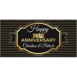Black and Gold Wedding Anniversary Banner Personalized Party Decor