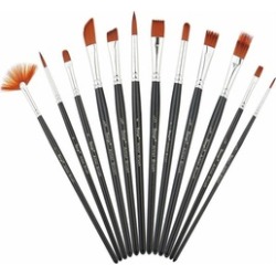 12 Pieces Artist Paint Brushes Set for Watercolor Oil Acrylic