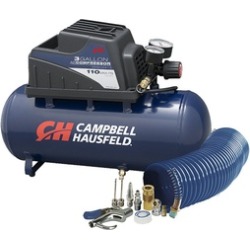 Air Compressor, Portable, 3 Gallon Horizontal, Oilless