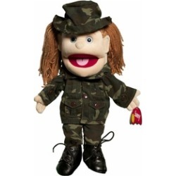 Sunny Toys GL1645 14 In. Brunette Yarn-Haired Girl Army, Glove Puppet