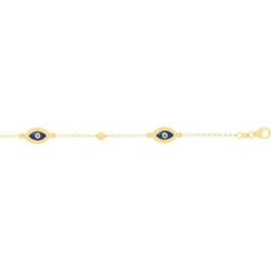 14kt Yellow Gold Blue Evil Eye Charm Necklace