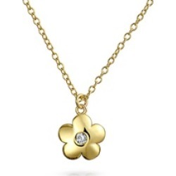 Bling Jewelry CZ Flower Pendant Gold Plated Necklace 16 Inches