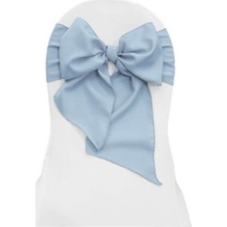 LA Linen TCpop8x108-Pk10-BlueLgtP18 Polyester Poplin Chair Bows Light Blue - 8 x