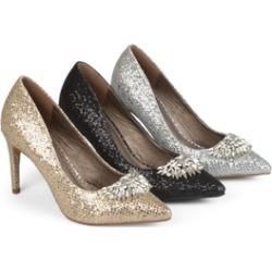 Journee Collection Womens Pointed Toe Jewel Glitter Heels