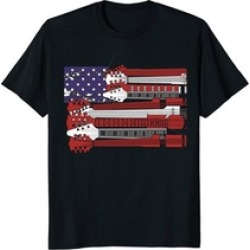 Guitar American Flag Shirt USA Flag Guitar & Picks T-Shirt