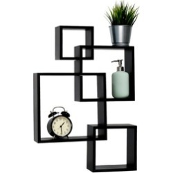 Intersecting Squares Floating Shelf Wall Mounted Home Decor, Black
