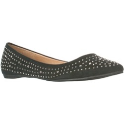 Lasonia Women's Faux Suede Rhinestone Studded Pointed Toe Flats, Black