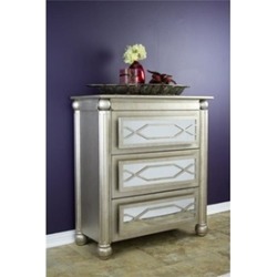 Heather Ann Creations W192553-SL-GL Celeste Trellis 3-Drawer Accent Cabinet with