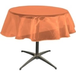 LA Linen TCOrgz58R-OrangeO48 Sheer Mirror Organza Round Tablecloth Orange - 58 i